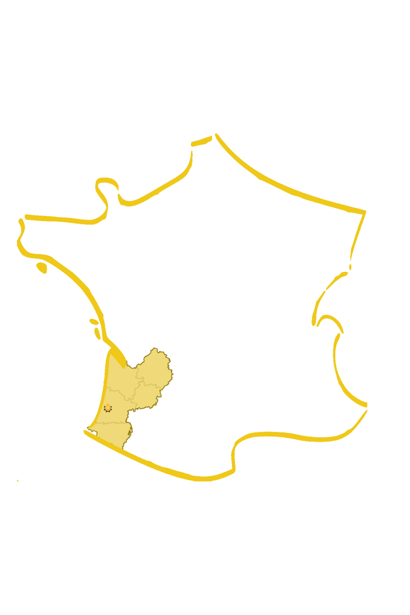 carte Zone de chalendise Aquilub'services Livraison lubrifiant filtration Adblue EPI équipement divers dans toute l’aquitaine. Distributeur officiel Q8, nous proposons aussi Shell, Hifi filter, Herock.. 
